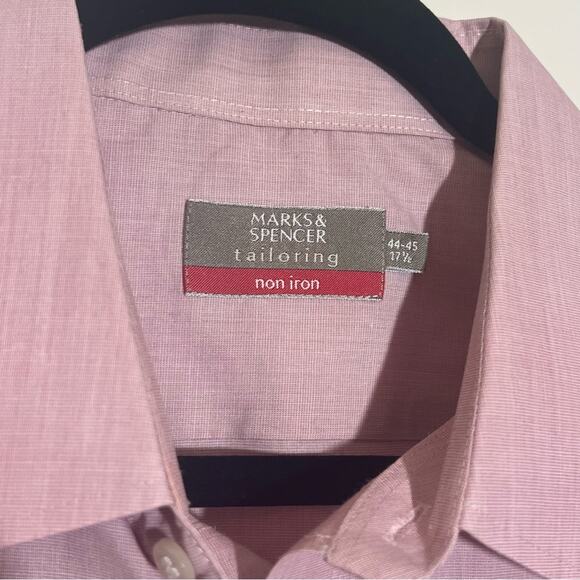Marks & Spencer Non Iron Cotton Pink Button Down - 17.5" - Picture 3 of 9